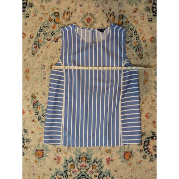 Ann Taylor Blue and White Striped Sleeveless Blouse -‎ S - Picture 7 of 9